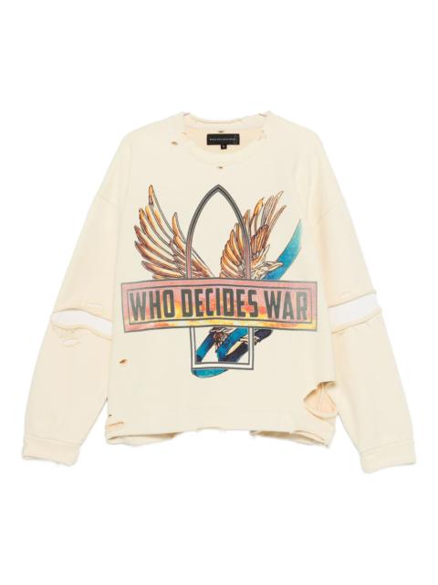 WHO DECIDES WAR Who Decides War Ribbon Tour Distressed Sweatshirt