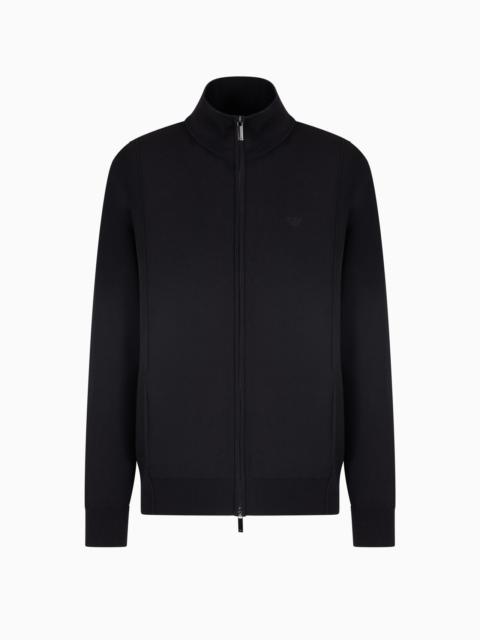 EMPORIO ARMANI PLAIN-KNIT FULL-ZIP CARDIGAN
