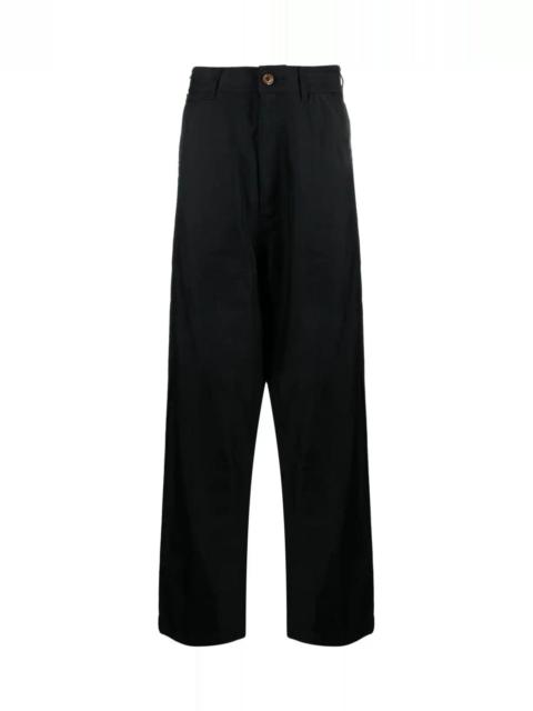 BLACK COMME des GARÇONS HIGH-WAISTED TWILL DROP-CROTCH TROUSERS