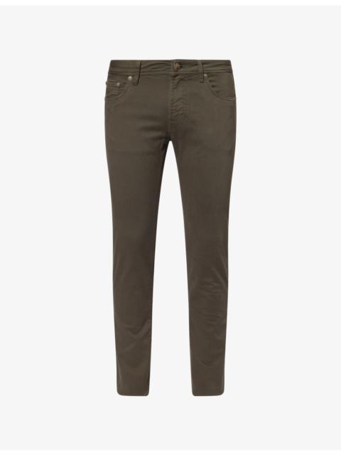CORNELIANI Mid-Rise Slim-Leg Stretch-Cotton Trousers