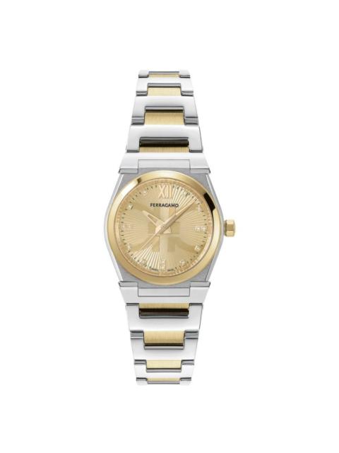 FERRAGAMO Ferragamo Vega Quartz Diamond Gold Dial Ladies Watch SFYG00923