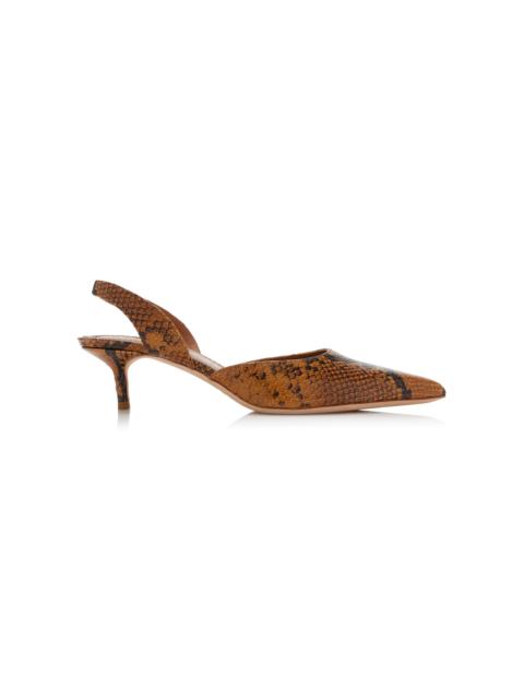 STAUD Sebastian Snake-Effect Leather Slingback Pumps animal