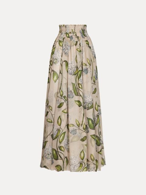 Oscar de la Renta PORCELAIN FLOWER CHIFFON MAXI SKIRT