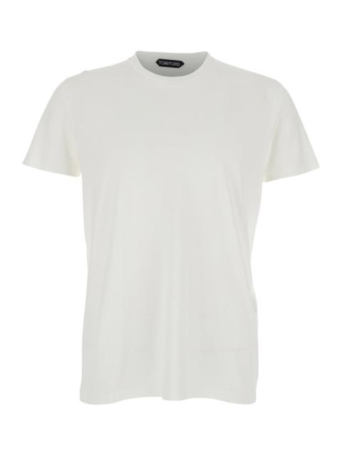 TOM FORD Tom Ford Men T-Shirt 'Cotton Silk Ss' White With Round Neck In Cotton And Silk Men