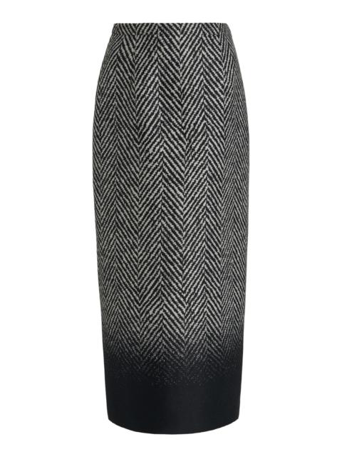 Givenchy Herringbone-Check Wool-Blend Midi Skirt black/white
