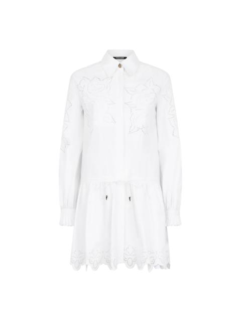 embroidered-detail shirt dress
