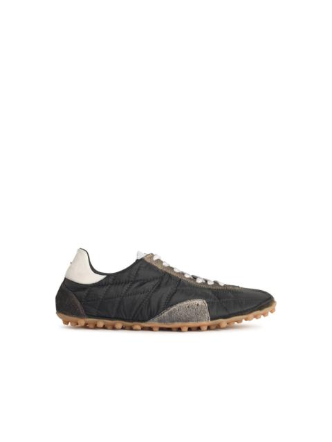 Maison Margiela Maison Margiela Sneakers In Quilted Fabric And Dark Green Suede Men
