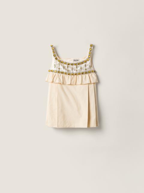 Miu Miu Embroidered canvas mini-dress