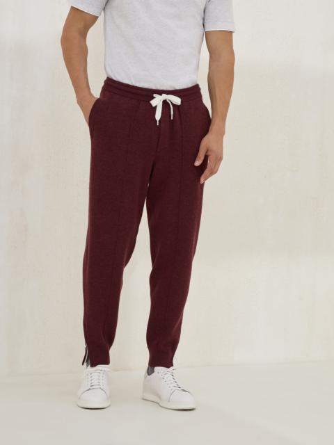 Brunello Cucinelli Cashmere double knit trousers with crête detail and elasticated zipper cuffs