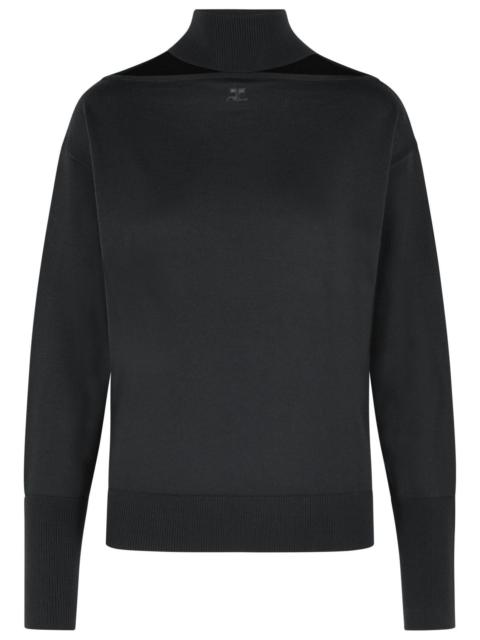 courrèges Courreges Black Merino Wool Turtleneck Sweater Women
