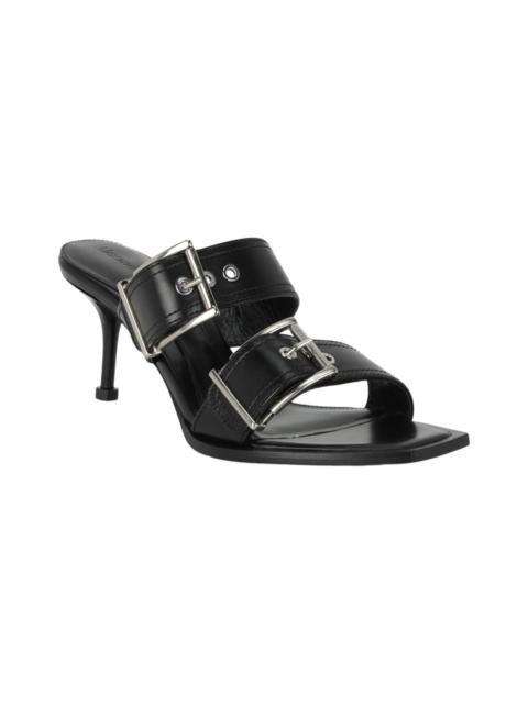 Alexander McQueen Alexander McQueen Double Buckle Punk Leather Mule