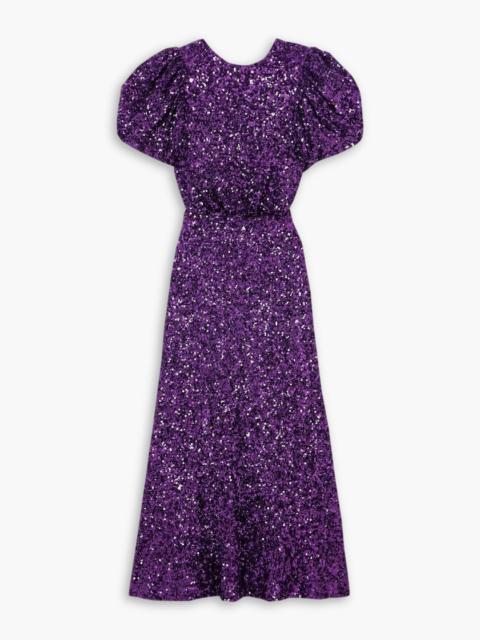 ROTATE Dawnty open-back sequined tulle midi dress