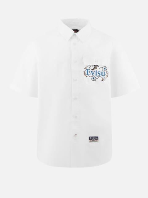EVISU Floral and Logo Daicock Print Relax Fit Short-Sleeve Shirt