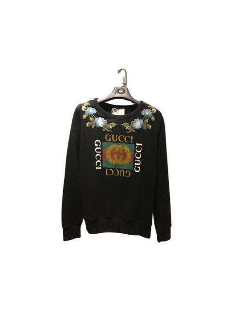 GUCCI Flower embroidery logo loved crewneck sweatshirt