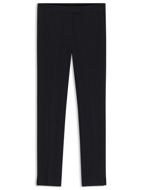 BOSS SLIM-FIT TROUSERS IN CREASE-RESISTANT HERRINGBONE STRETCH JERSEY