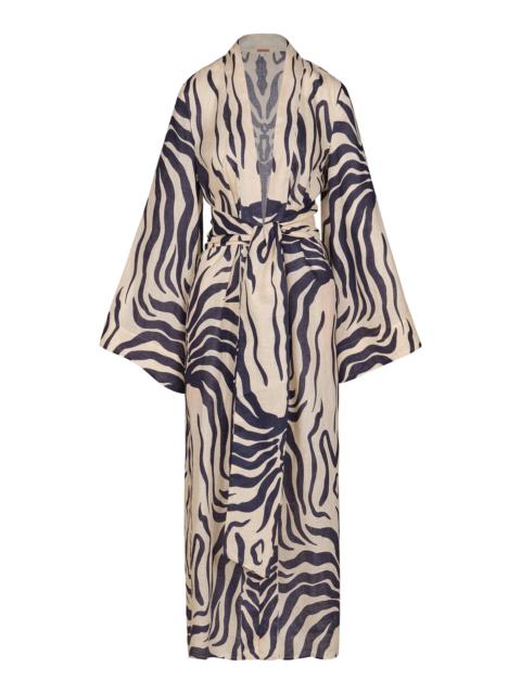 Johanna Ortiz Boa Whisper Printed Linen Cover-Up Robe navy