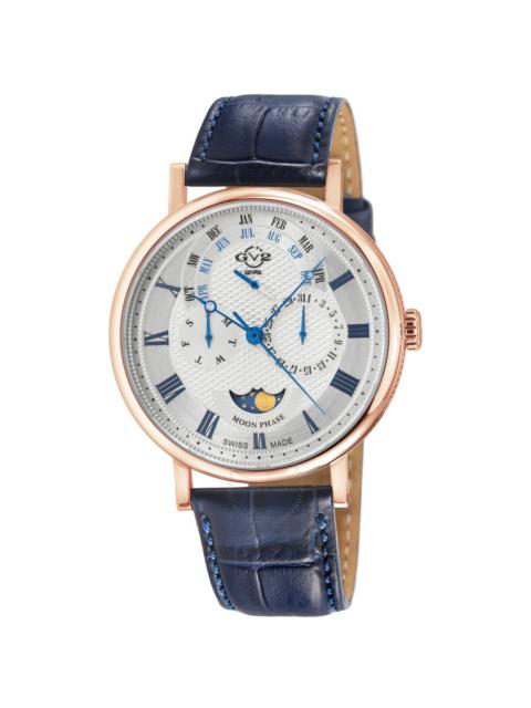 Other Designers GV2 by Gevril Maestro Quartz Moon Phase Silver Dial Men's Watch 43603