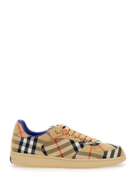 Burberry Burberry Men Low Sneakers With Check Motif In Cotton Blend And Tech Fabric Beige Men