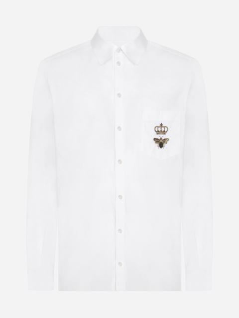 Dolce & Gabbana Cotton Martini-fit shirt with embroidery