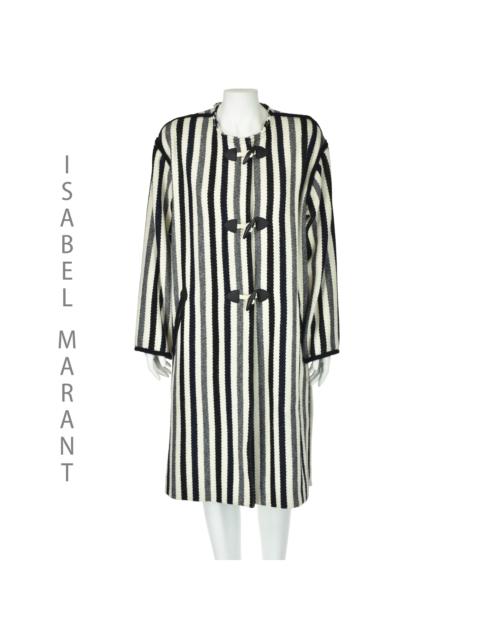 Isabel Marant Étoile Striped Woven Wool Blend Overcoat 