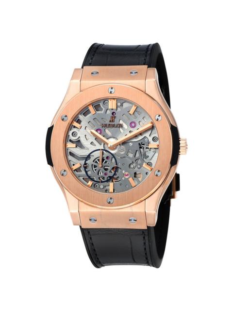 Hublot Hublot Classic Fusion Ultra Tin Automatic Skeleton Dial Black Leather Men Watch 545.OX.0180.LR