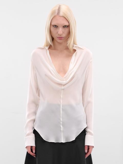 Acne Studios White Silk Long Sleeve Blouse