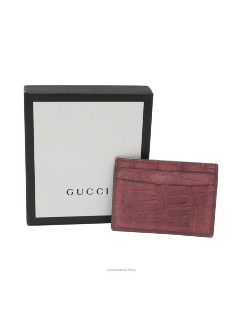 GUCCI Gucci Card Holder Wallet - Terra Cotta Crocodile Leather