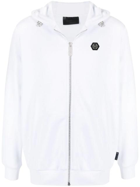 PHILIPP PLEIN embellished skull logo-print zip hoodie