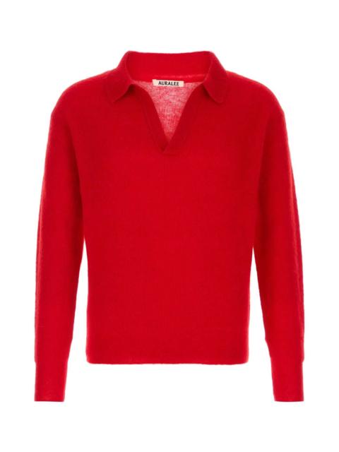 AURALEE Auralee Men Red Alpaca Blend Polo Shirt