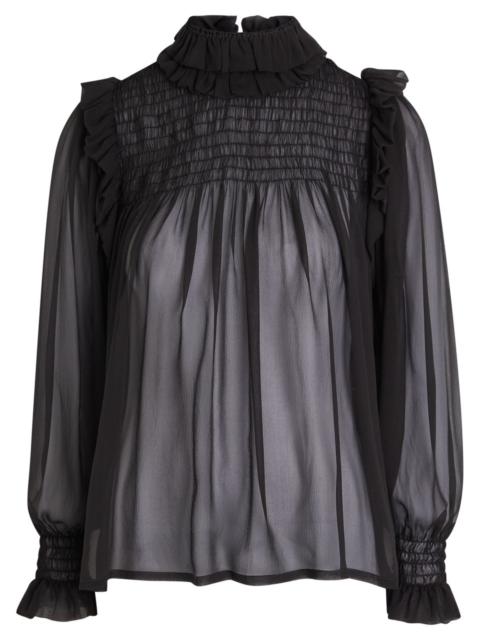 SAINT LAURENT Saint Laurent Ruffled Sheer Silk Blouse