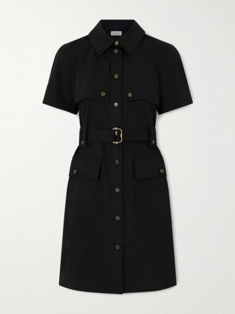 Burberry Belted Wool-twill Midi Shirt Dress