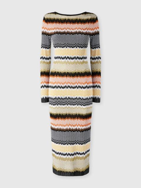 Missoni Long Crew Neck Dress with Chevron Pattern