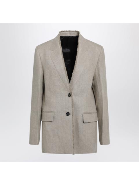 TOTEME Toteme Beige Frayed-Lapel Natural Linen Blazer Women