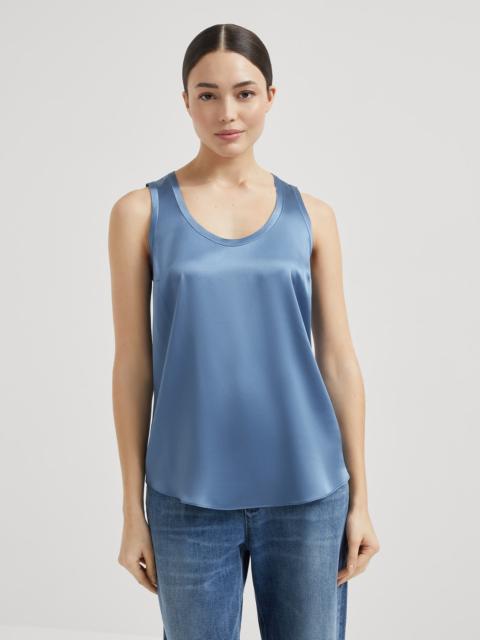 Brunello Cucinelli Stretch silk satin reversible top