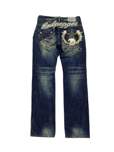 Ed Hardy - RED PEPPER Embroidery Eagle Washed Dirty Denim