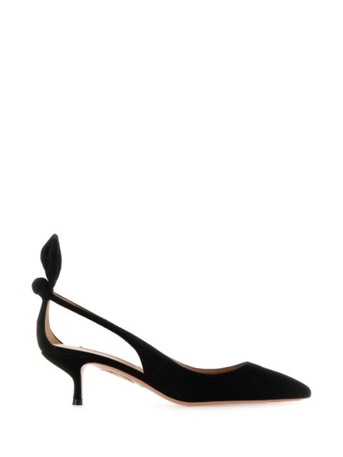 AQUAZZURA Aquazzura Women Black Suede Bow Tie 50 Pumps