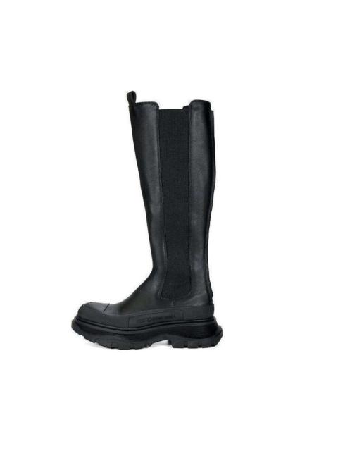 (WMNS) Alexander McQueen Tread Leather Over-The-Knee Boots 'Black' 707682WHZ661000