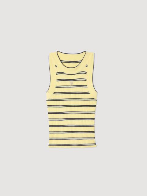Sandro STRIPED KNIT VEST TOP