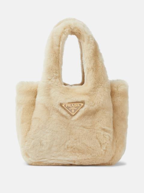 Mini shearling tote bag