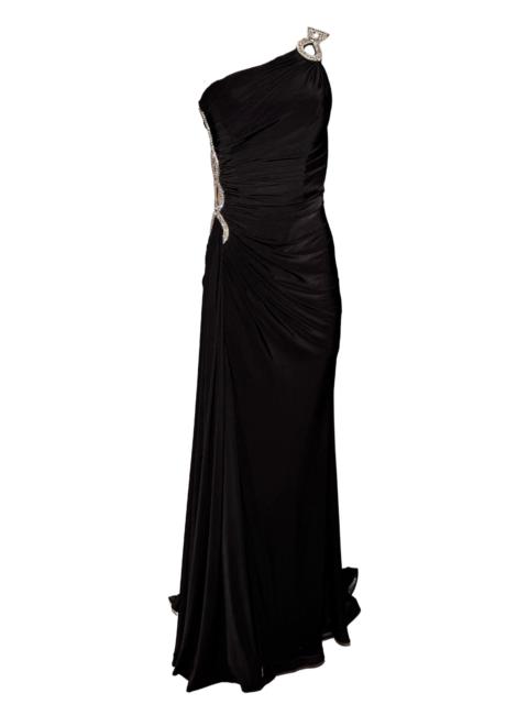 Other Designers One Shoulder Beaded Stretch Gown in Black