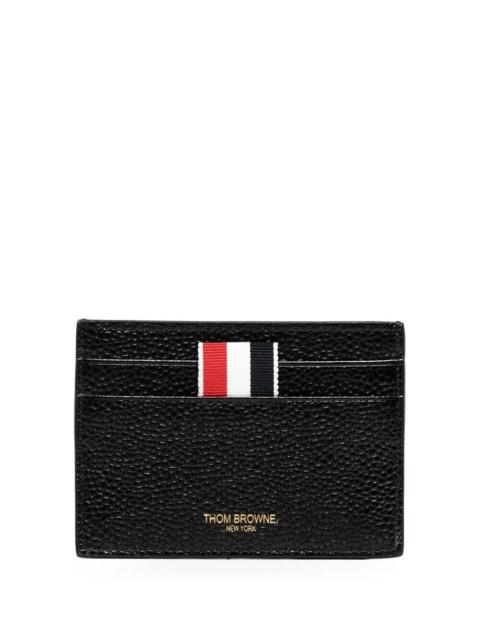 Thom Browne Double Sided Card Holder With Rwb Gg Tab In Pebble Grain L