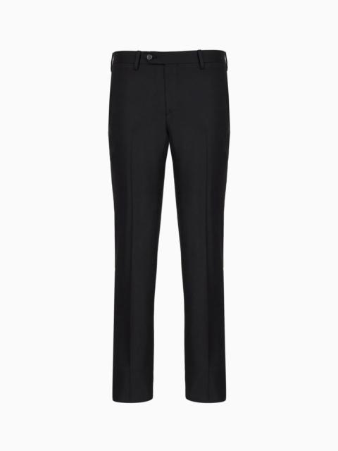 EMPORIO ARMANI Worsted virgin-wool, creased trousers