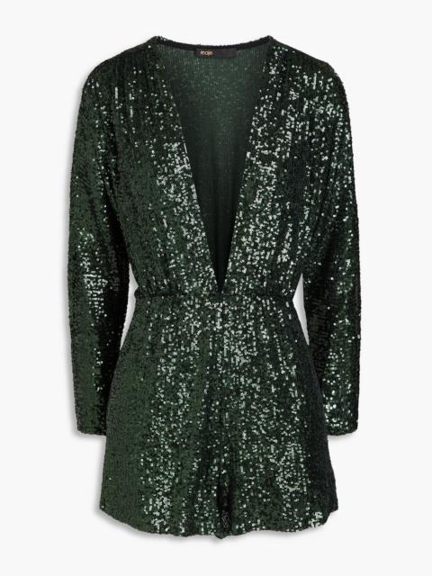 maje Sequin-embellished knitted playsuit