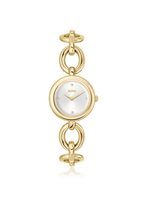 BOSS GOLD-TONE WATCH WITH RING BRACELET