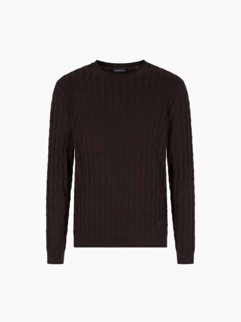EMPORIO ARMANI ASV LYOCELL-BLEND JUMPER IN AN EMBOSSED, PATTERNED STITCH