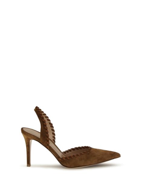 Gianvito Rossi Gianvito Rossi Suede Slingback Pumps Luggage Sedona