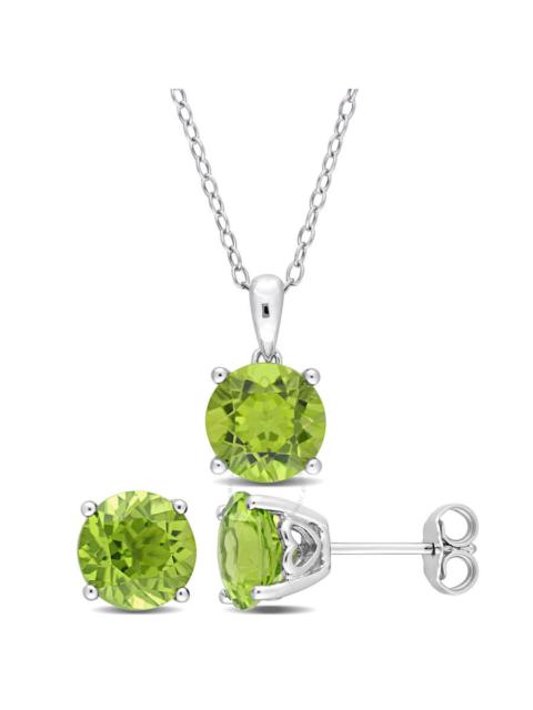 Other Designers Amour 5 3/8 CT TGW Peridot 2-Piece Set of Pendant with Chain and Earrings in Sterling Silver