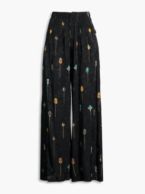Agua by Agua Bendita Piñon Ornamento printed jacquard wide-leg pants