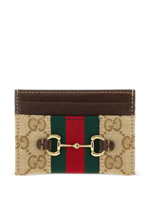 GUCCI Gucci Horsebit Web Card Holder Beige