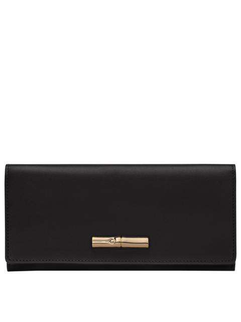 Longchamp Le Roseau Long continental wallet Black - Leather